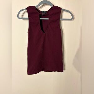Forever 21 Wine Burgundy Cutout Tank Top size Large.